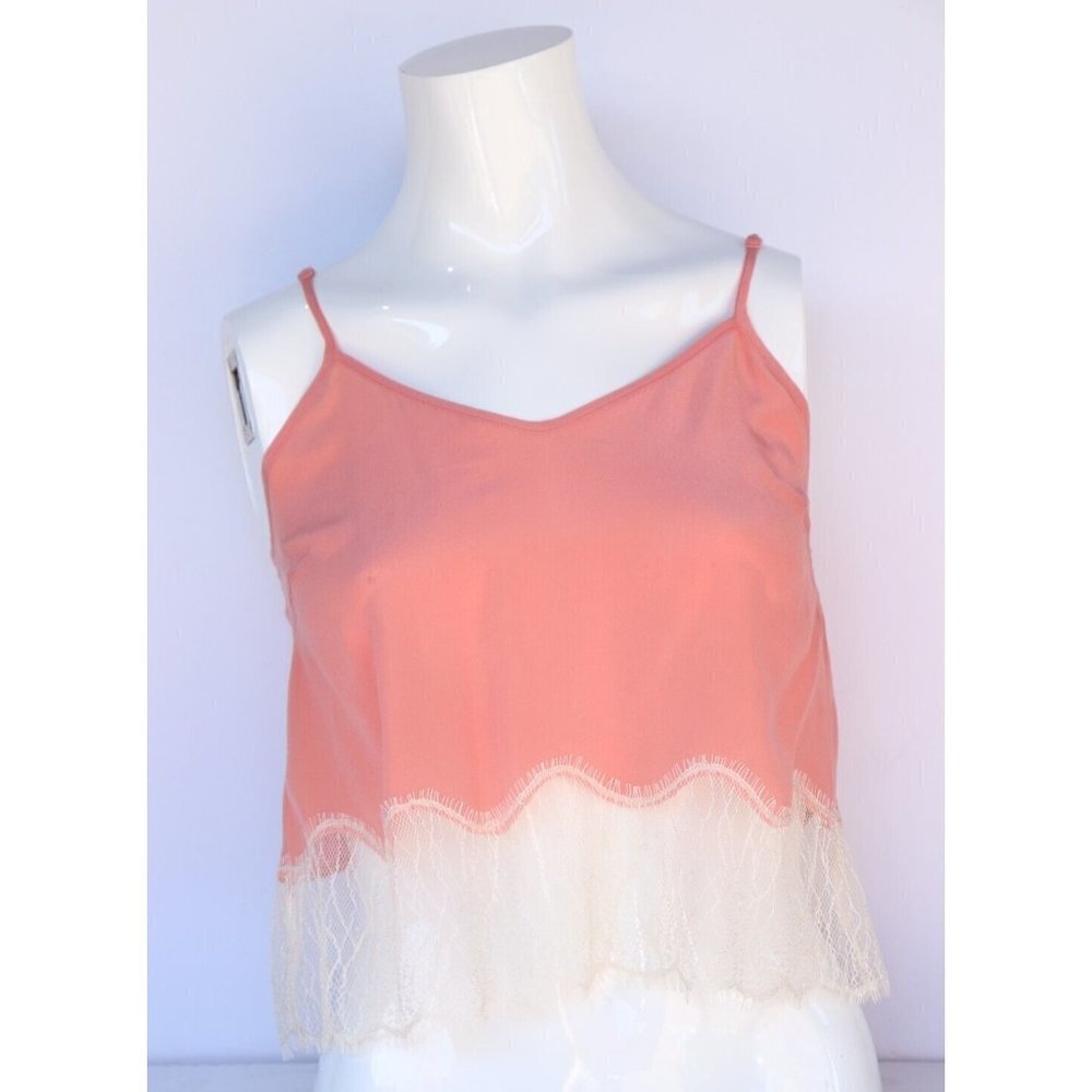 Wilfred Aritzia Women's Size XXS Orange Chimere Camisole Silk Lace Trim Tank Top